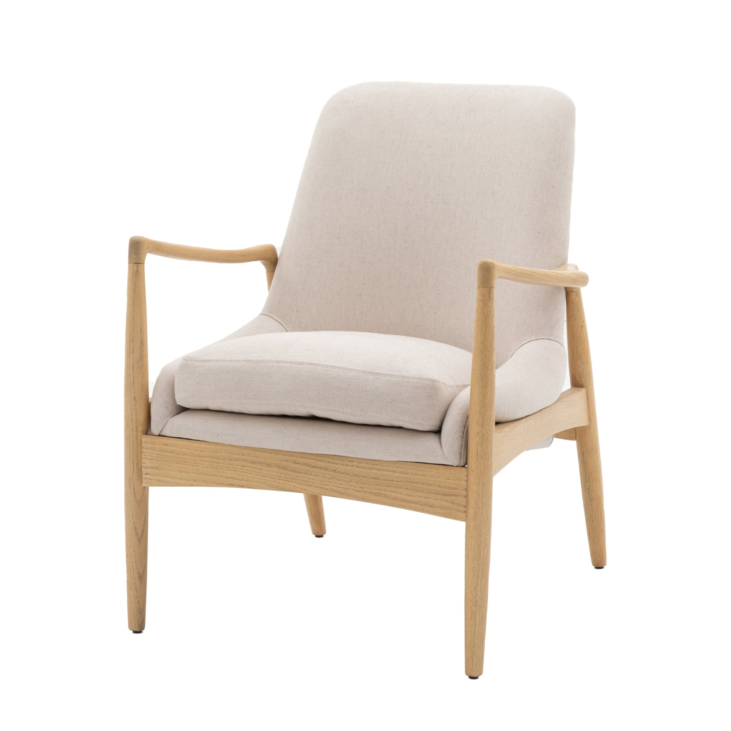 Brianna Natural Linen & Oak Wood Armchair